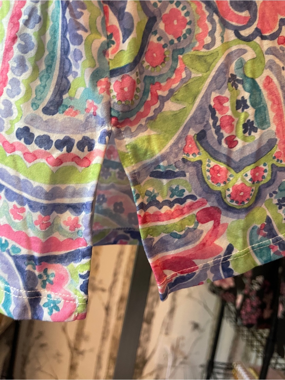 Alfred Dunner Multicolor 3X Paisley V-Neck Short Sleeve Top - Picture 7 of 8